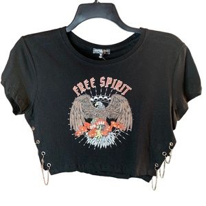 Attitude Not Included Black Free Spirit Crop Top Sz L